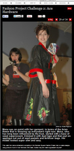 Discussing design for the Fashion Project. Kimono Dress "Ace Hardware Challenge"