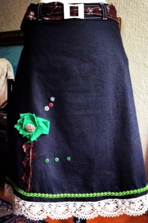 Black Twill A-Line Skirt